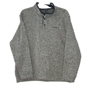 Eddie Bauer Radiator Fleece Snap Mock Neck Pullover Sweater Men's XXL Gray